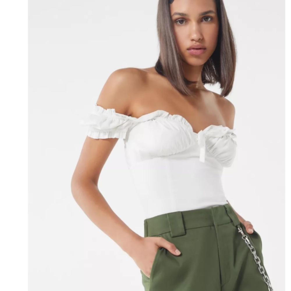 Anthropologie x Revolve x I.AM.GIA Naomi Ruffle Bustier Off-white Coquette S